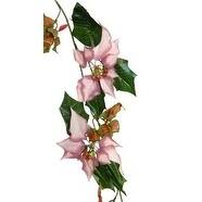 Set Of 2 Poinsettia Garland -- 12ft - Mauve