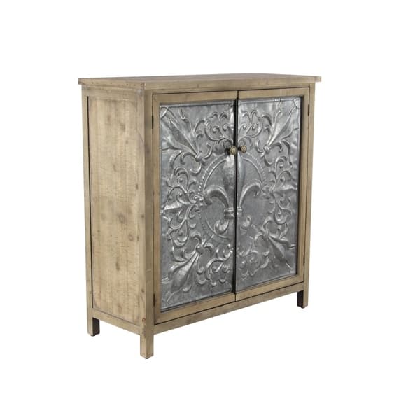 Rustic 38 x 36 Inch Rectangular TwoDoor Wood and Iron