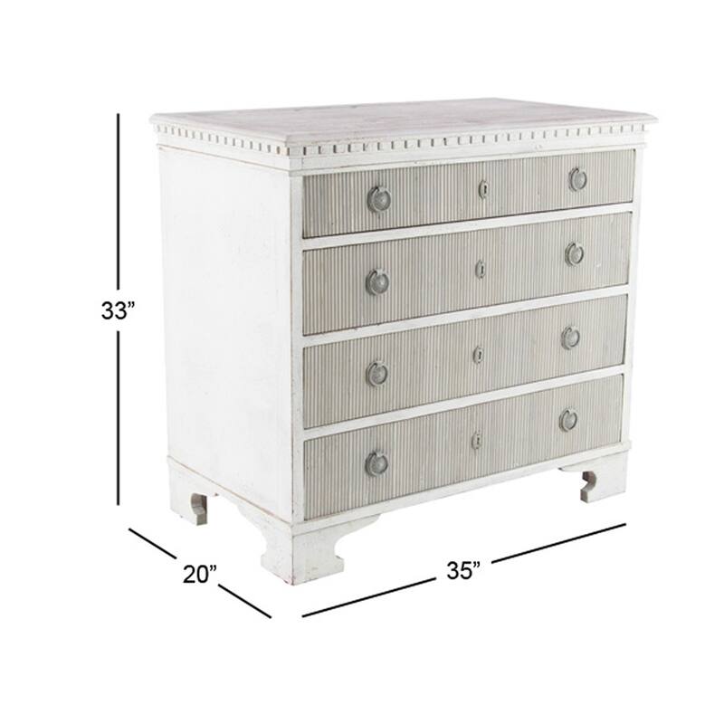 Farmhouse 33 x 35 Inch Rectangular 4-Drawer Wooden Chest by Studio 350