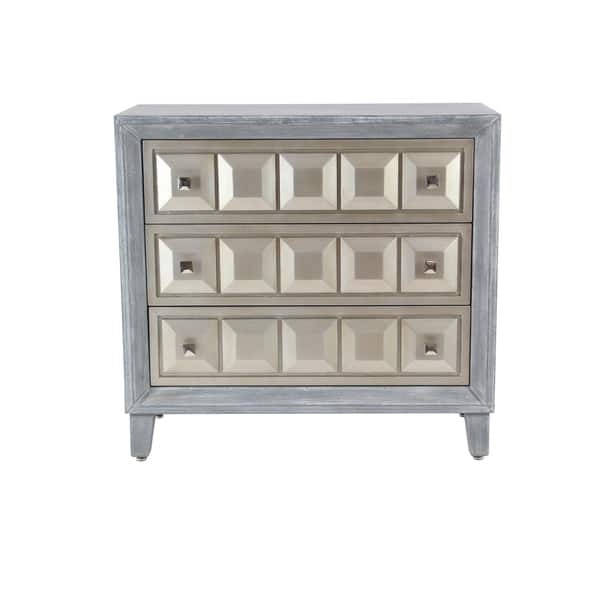 Shop Modern 32 X 34 Inch Wood And Stainless Steel Three Drawer