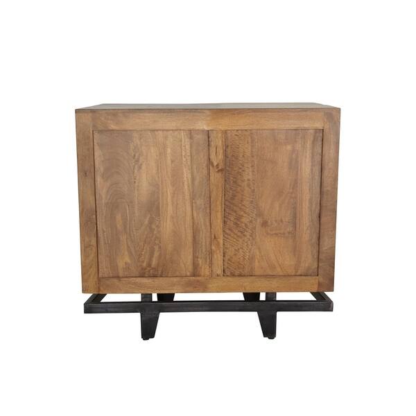 Shop Rustic 35 X 38 Inch Wood Door Cabinet Mounted On An Iron Base