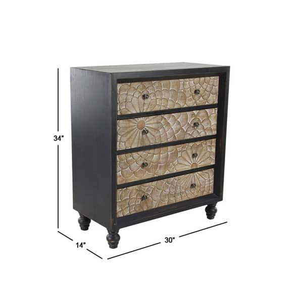 Shop Traditional 34 X 30 Inch Wood And Iron Four Drawer Cabinet