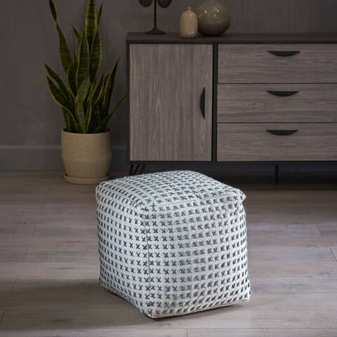 Flanner Fabric Square Pouf Ottoman by Christopher Knight Home