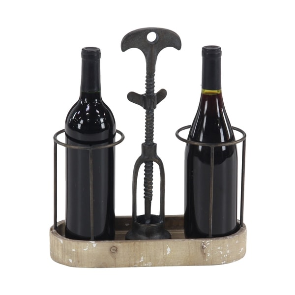 Industrial Wood and Metal Wine Carrier for 2 Bottles 12