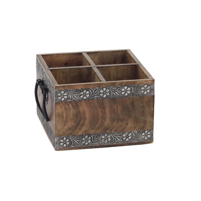 Rustic 6 x 19 Inch Square Wooden Wine Bottle Rack