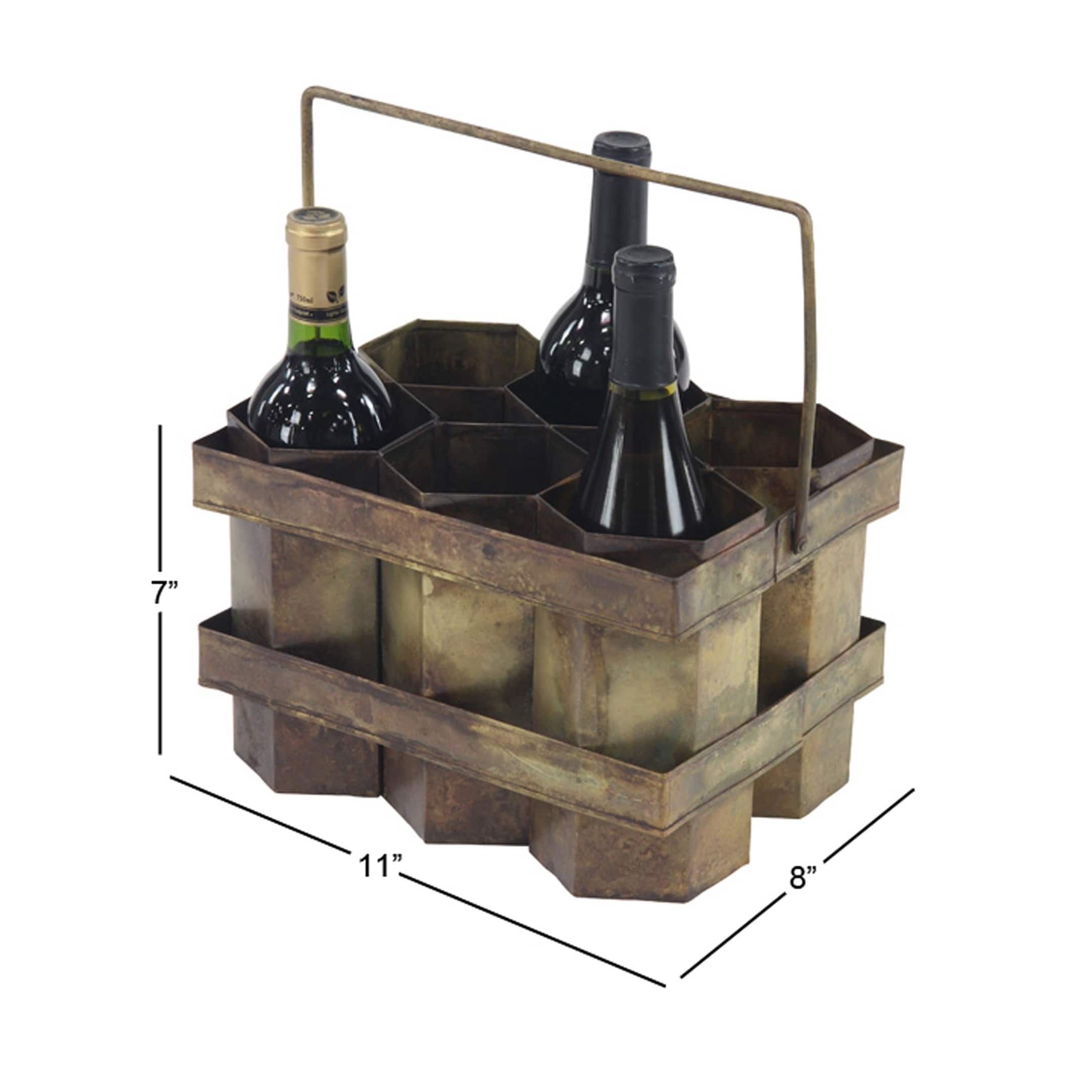 Brass Metal Rustic Wine Holder, 7" x 11" x 8" - On Sale - Overstock -  20444752