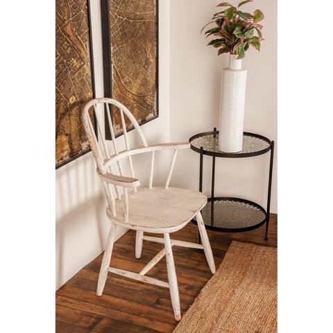 Farmhouse Distressed White Wooden Chair by Studio 350