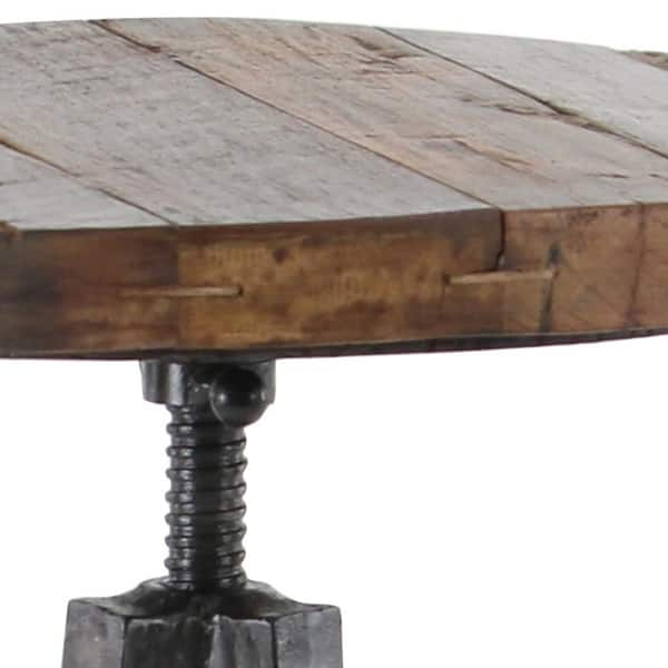 Shop 17 X 29 Industrial Style Adjustable Round Metal Teak Wood