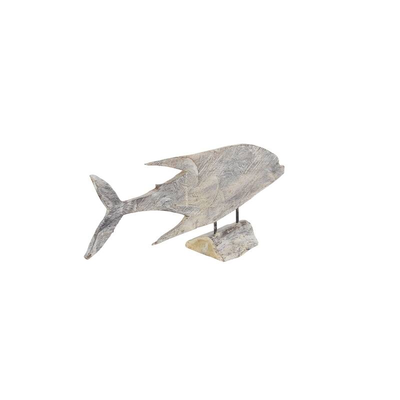 Coastal 18 x 40 Inch Imitative Wooden Fish Sculpture