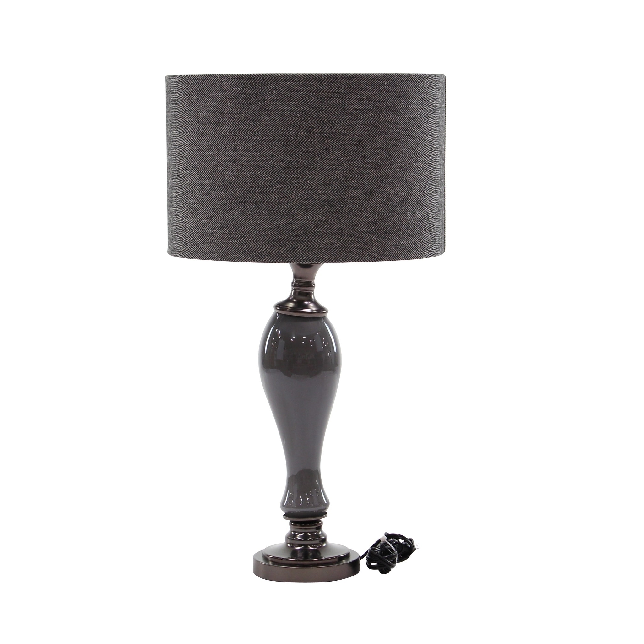 Modern 25 x 14 Inch Matte Gunmetal Gray Table Lamp with Linen