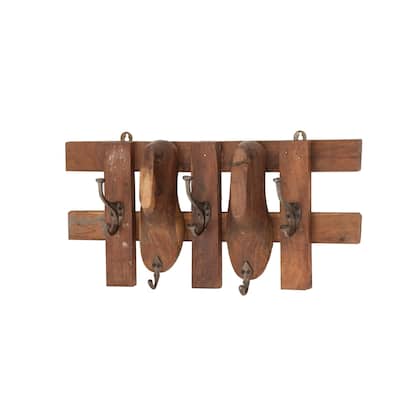 Brown Wood Vintage Wall Hook 11 x 24 x 5
