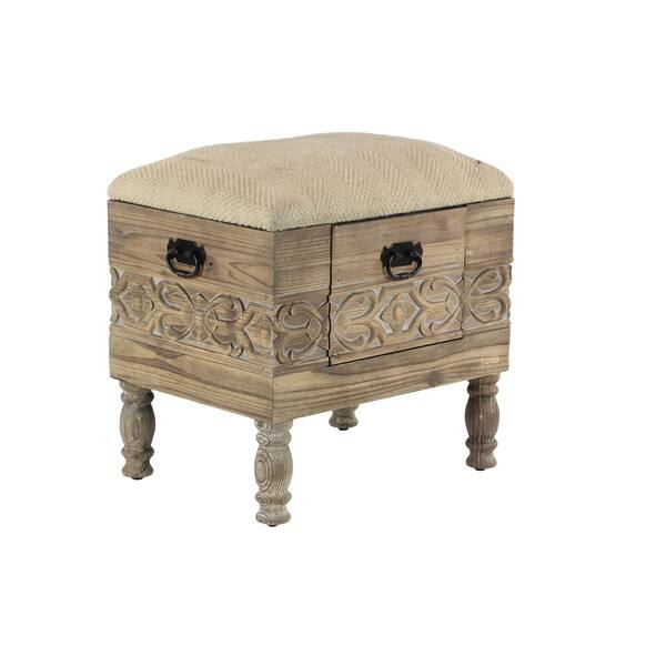 slide 1 of 7, Beige Wood Farmhouse Storage Stool 21 x 21 x 16