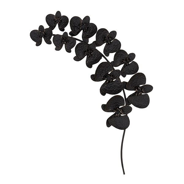 Traditional 16 x 2 Inch Black Leaf Metal Decor