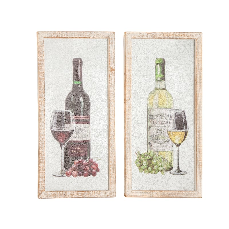 White MDF Farmhouse Wall Decor Food and beverage (Set of 2) - White