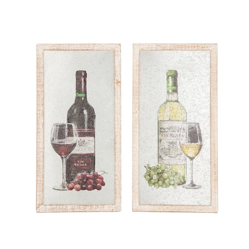 White MDF Farmhouse Wall Decor Food and beverage (Set of 2)