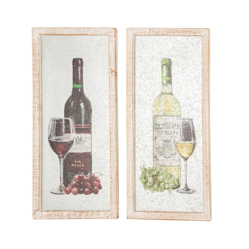 White MDF Farmhouse Wall Decor Food and beverage (Set of 2)