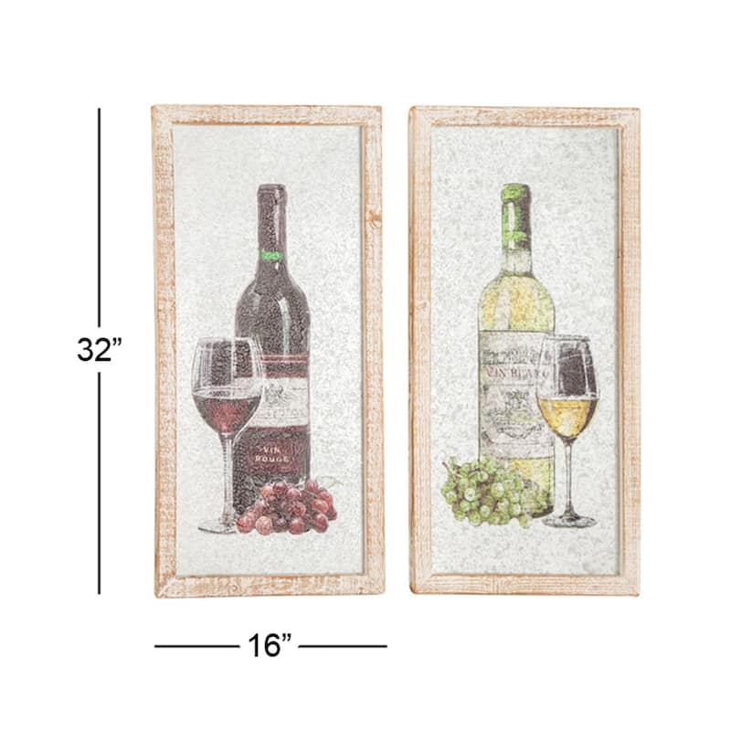 White MDF Farmhouse Wall Decor Food and beverage (Set of 2)