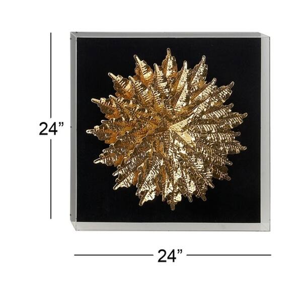 Shop Contemporary 24 X 24 Inch Gold Feather Shadow Box Wall Decor