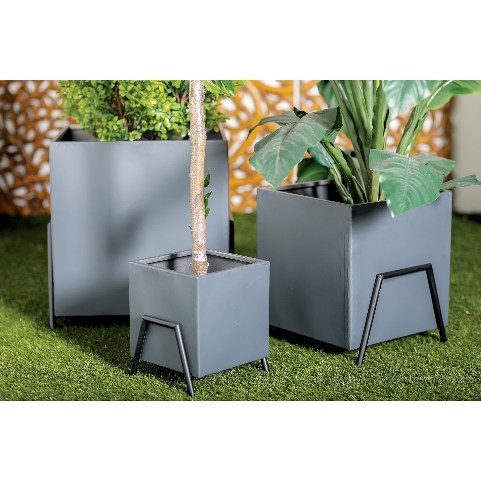 Set Of 4 Modern Square Black Metal Plant Stands By Studio Black EBay   L26306864 