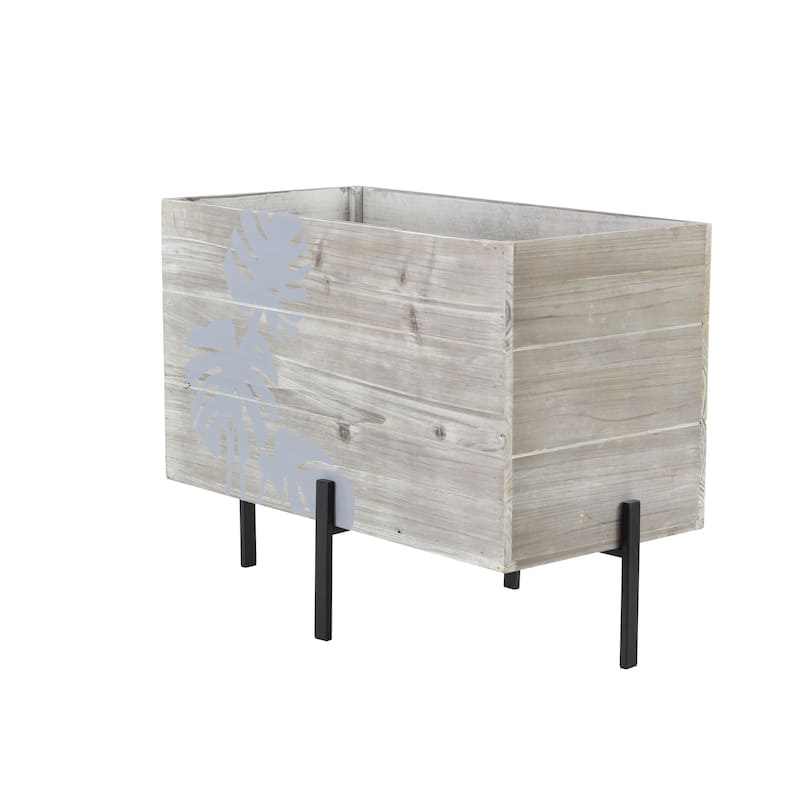 Brown Wood Contemporary Planter Set of 3 19" x 24" x 12"