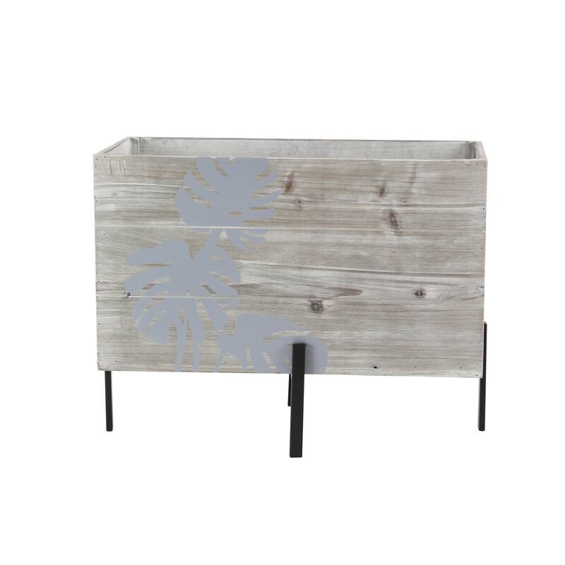 Brown Wood Contemporary Planter Set of 3 19" x 24" x 12"