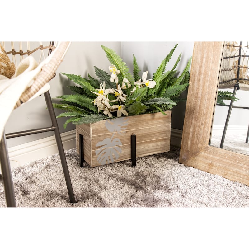 Brown Wood Contemporary Planter Set of 3 19" x 24" x 12"