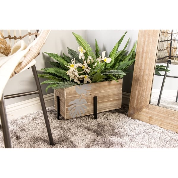 Brown Wood Contemporary Planter Set of 3 19" x 24" x 12"