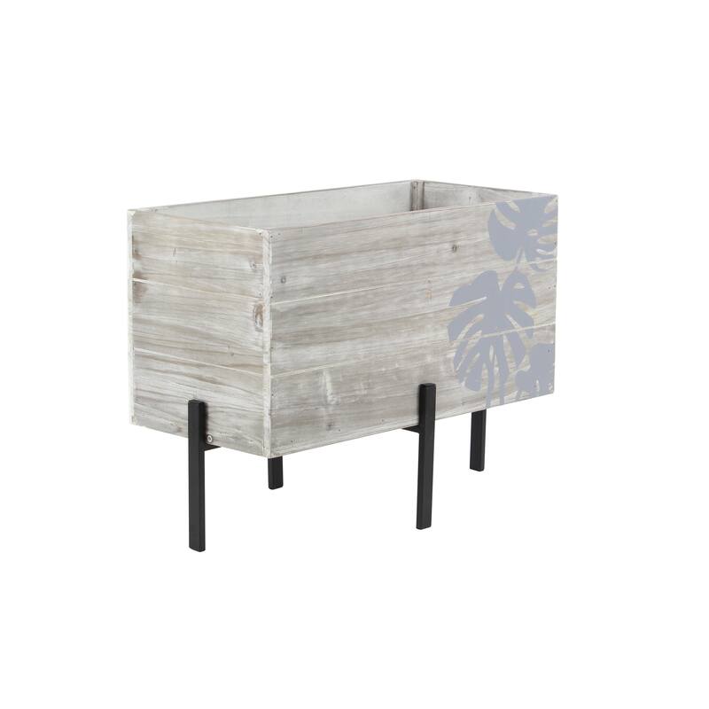 Brown Wood Contemporary Planter Set of 3 19" x 24" x 12"