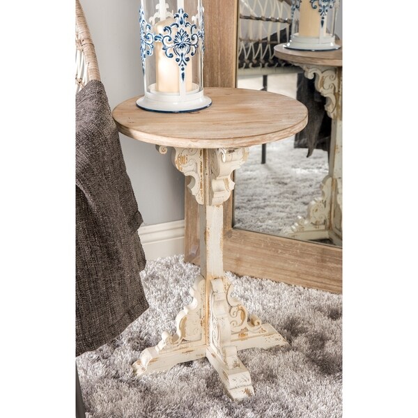 Shop Traditional 23 x 15 Inch Round Wood Accent Table On Sale Free