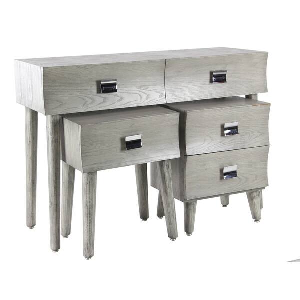 Shop Modern 3 Piece Wood And Stainless Steel Drawer Console And