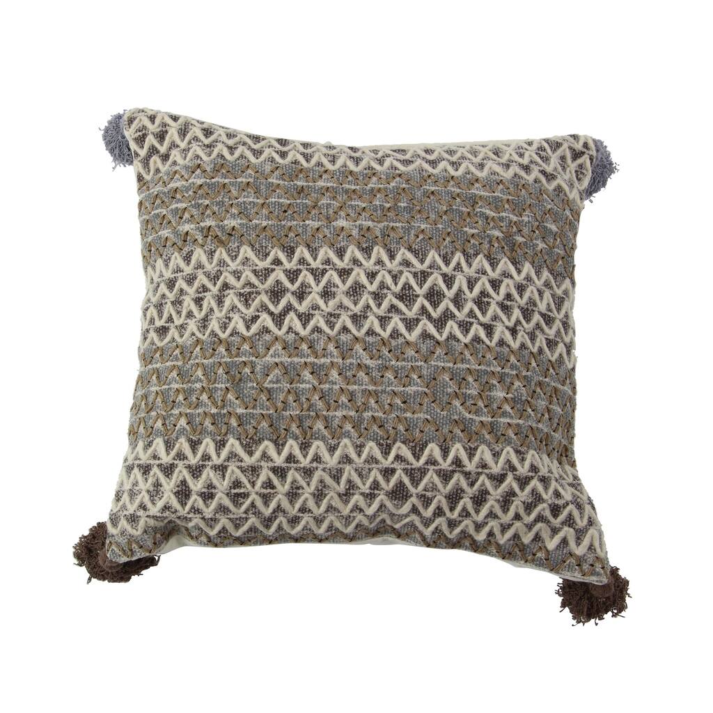 Rustic 19 x 19 Inch Square Brown Cushion Cover with Compressed Filler