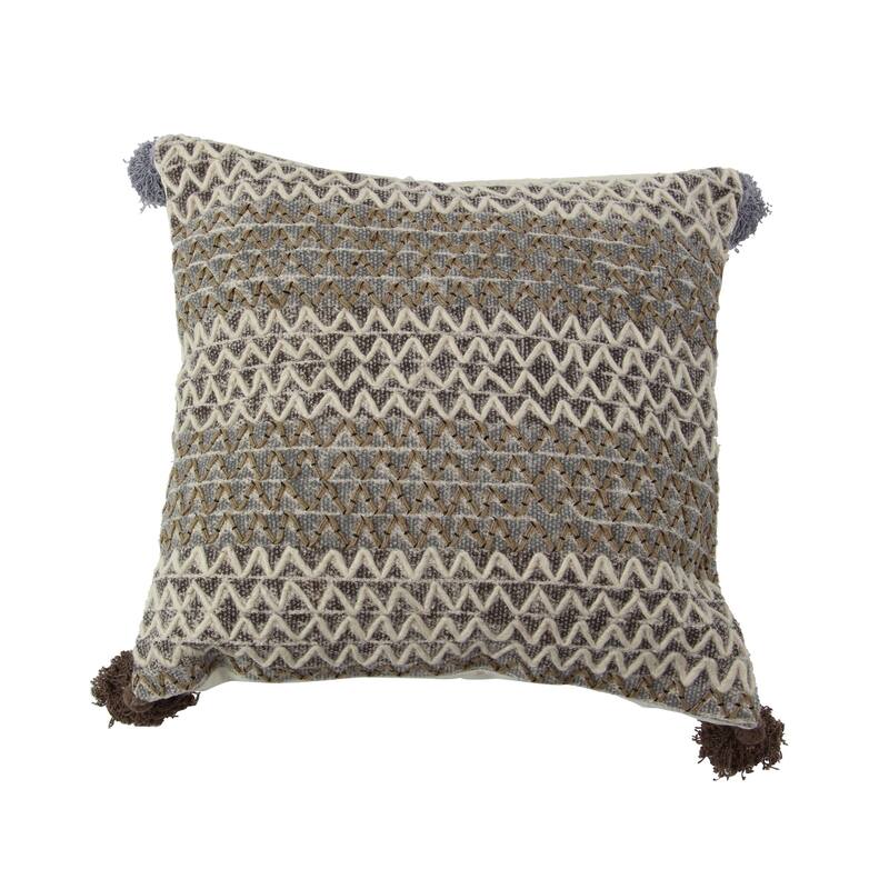 Rustic 19 x 19 Inch Square Brown Cushion Cover with Compressed Filler