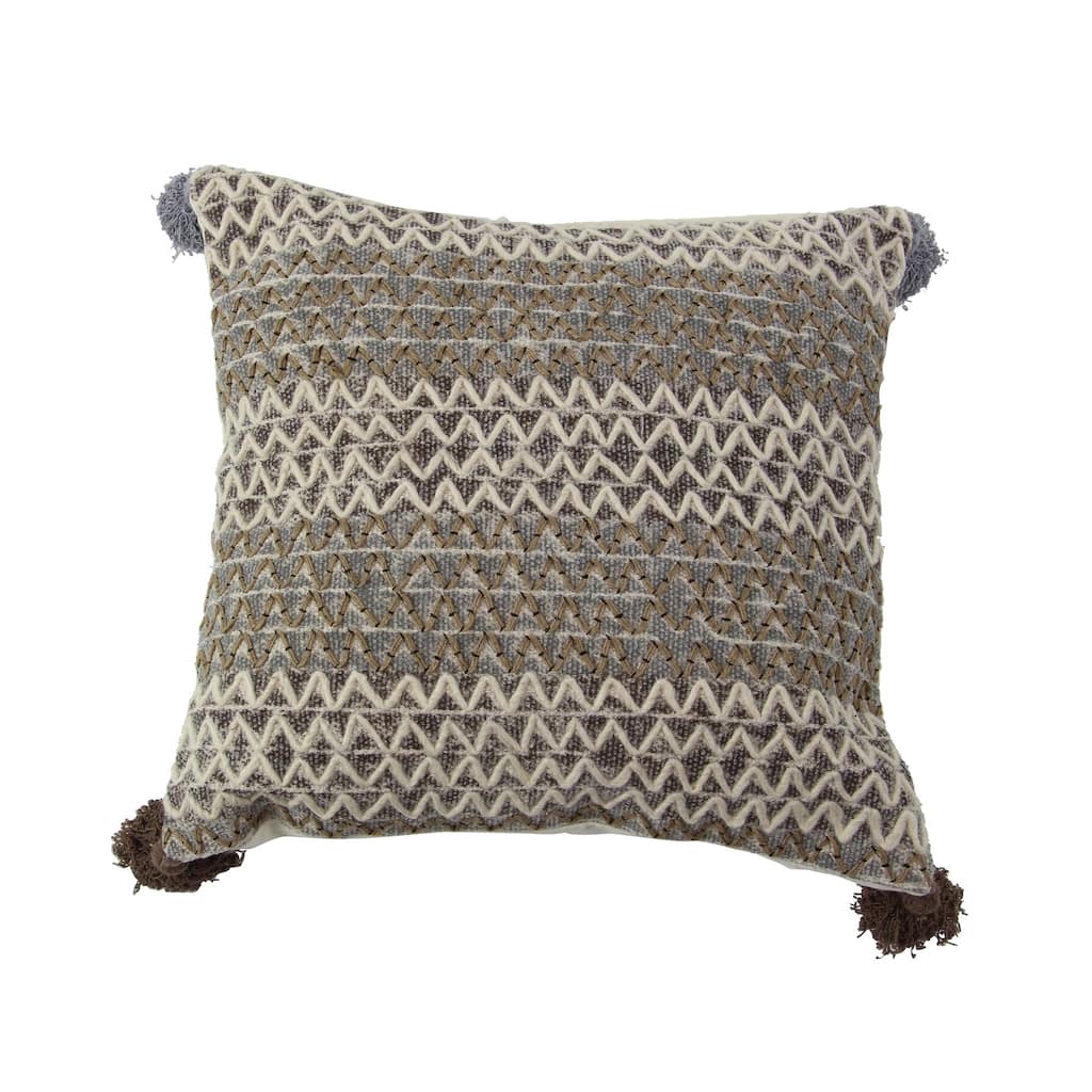 Rustic 19 x 19 Inch Square Brown Cushion Cover with Compressed Filler