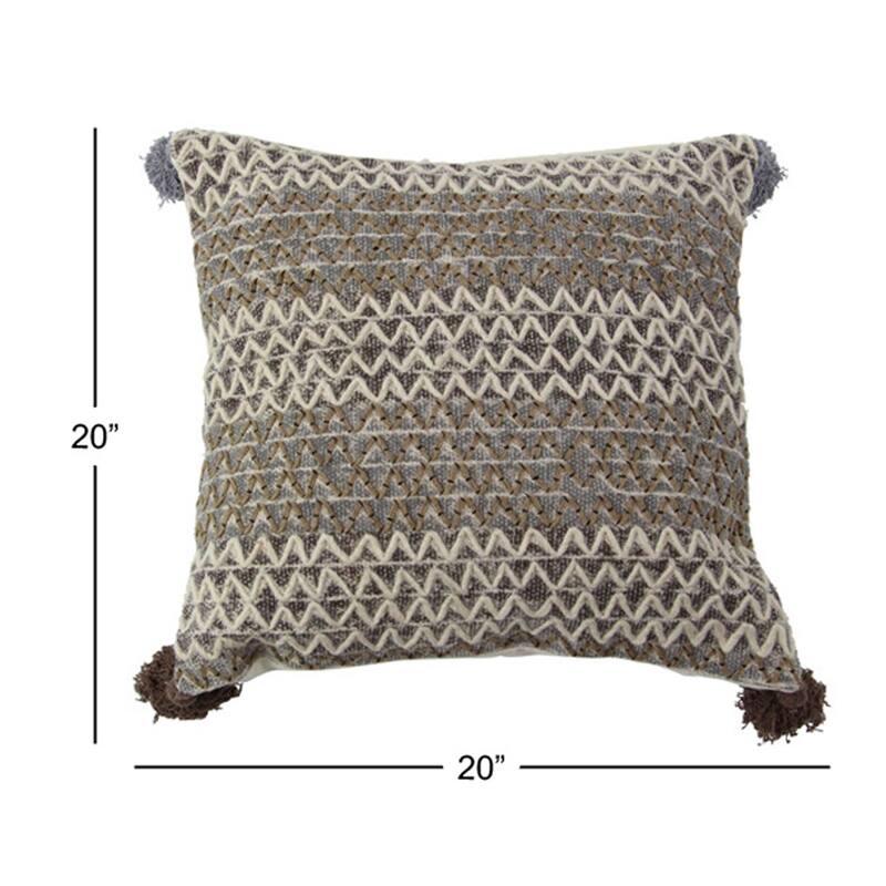 Rustic 19 x 19 Inch Square Brown Cushion Cover with Compressed Filler