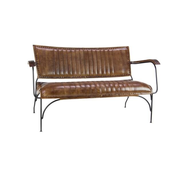 Shop Studio 350 Rustic Brown Leather And Iron 28 Inch X 50 Inch