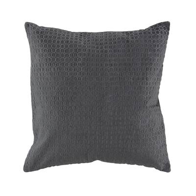 Modern 20 x 20 Inch Square Gray Pillow with Silver Velvet Embroidery