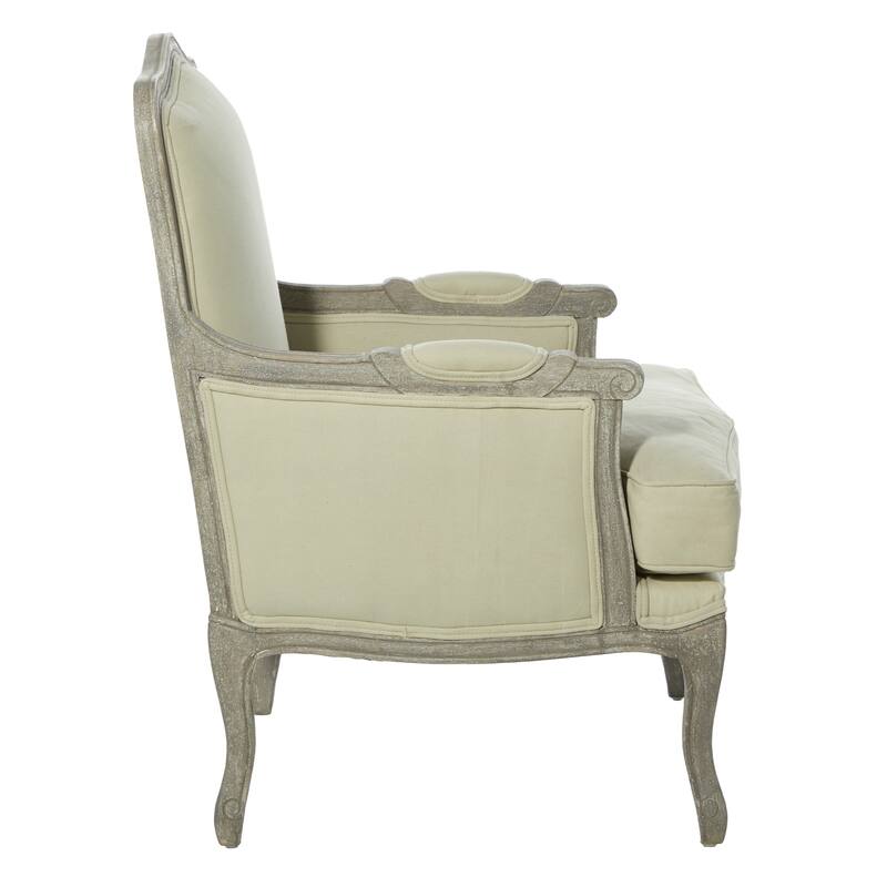 Traditional 38 x 30 Inch Cream Cushioned Arm Chair
