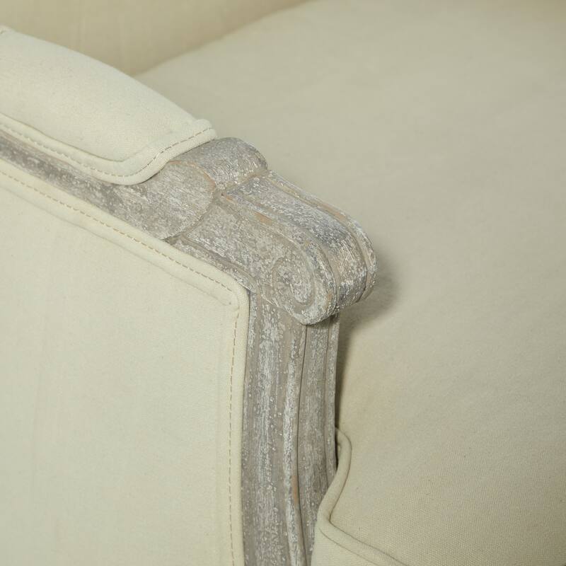 Traditional 38 x 30 Inch Cream Cushioned Arm Chair