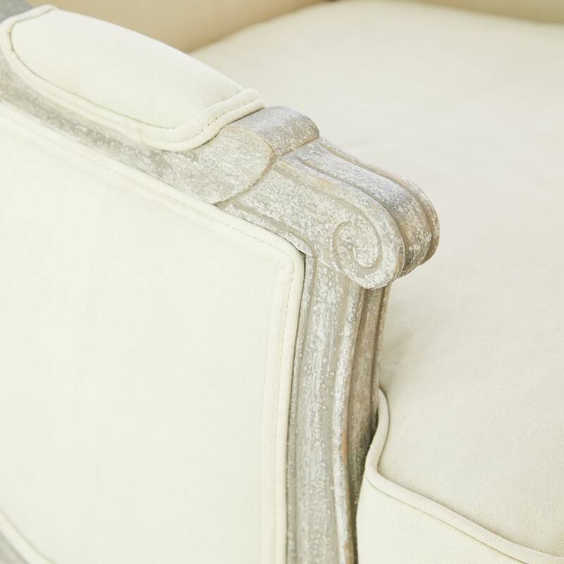 Traditional 38 x 30 Inch Cream Cushioned Arm Chair