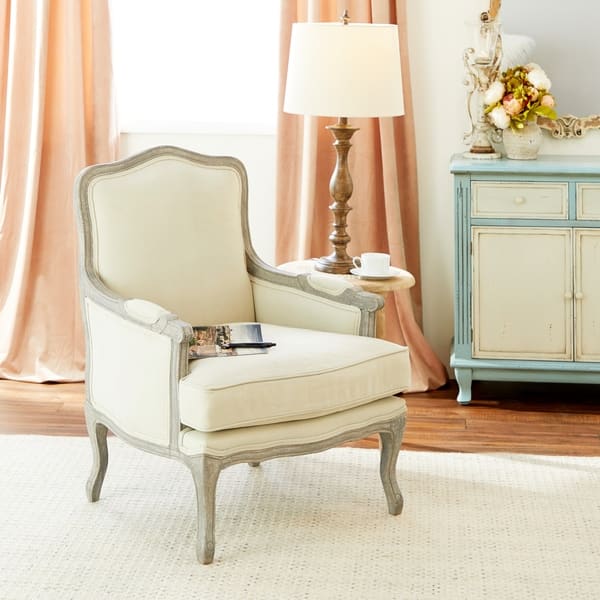 Traditional 38 x 30 Inch Cream Cushioned Arm Chair