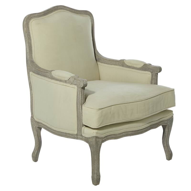 Traditional 38 x 30 Inch Cream Cushioned Arm Chair