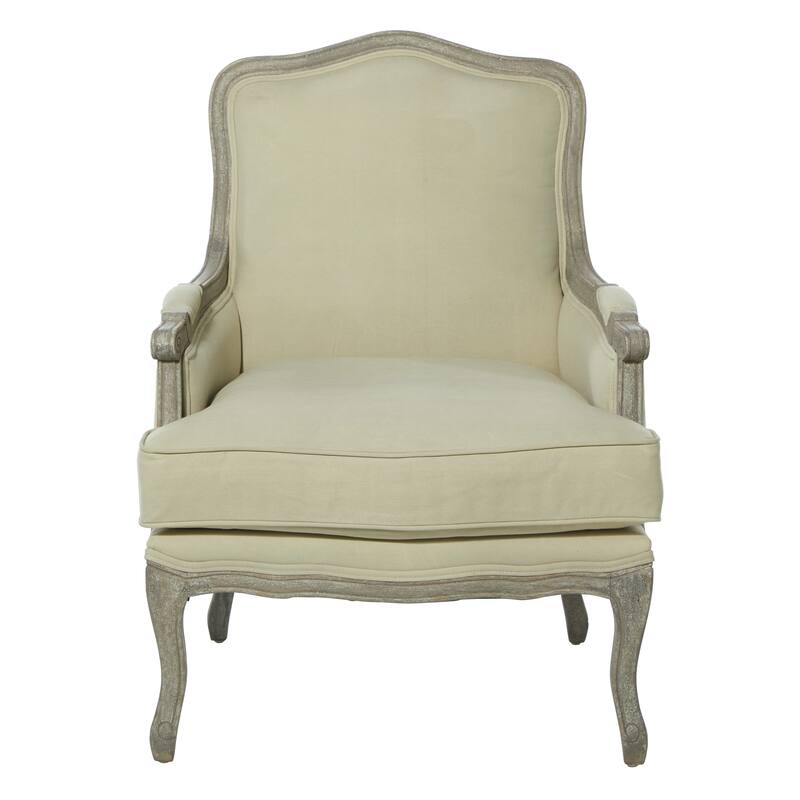 Traditional 38 x 30 Inch Cream Cushioned Arm Chair