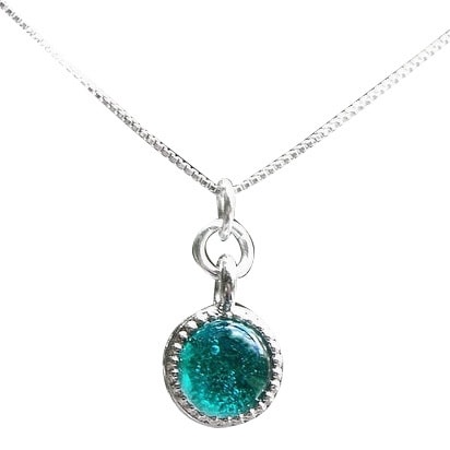 Handmade Recycled Repurposed Vintage Aquamarine Mason Jar Glass Color Dot Necklace (United States)