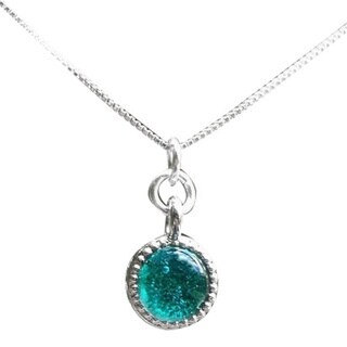 Handmade Recycled Repurposed Vintage Aquamarine Mason Jar Glass Color Dot Necklace (United States)
