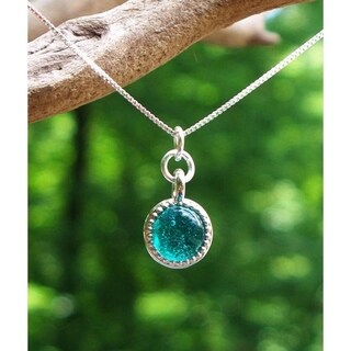 Handmade Recycled Repurposed Vintage Aquamarine Mason Jar Glass Color Dot Necklace (United States)