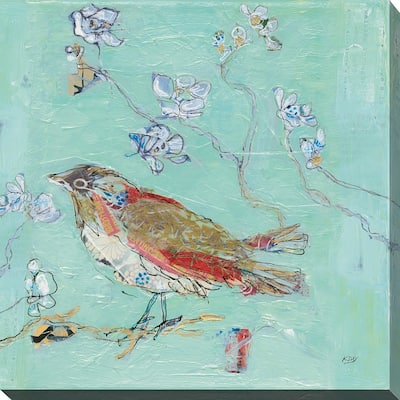 Kellie Day "Aqua Bird" Giclee Stretched Canvas Wall Art
