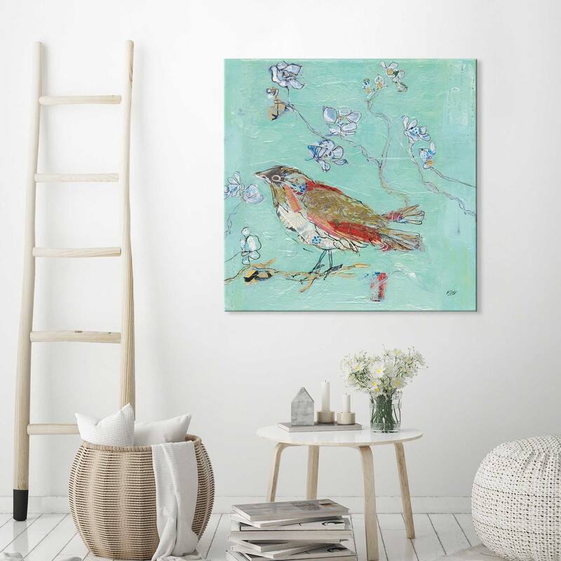 Kellie Day "Aqua Bird" Giclee Stretched Canvas Wall Art