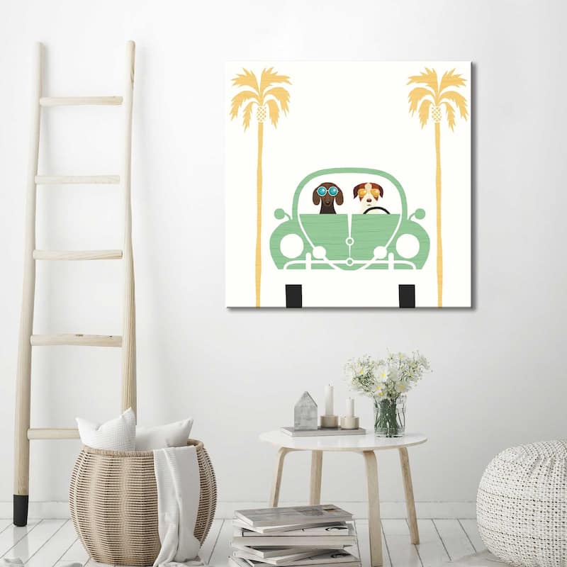 Michael Mullan "Beach Bums Beetle I square" Giclee Stretched Canvas Wall Art