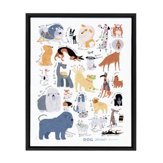 Sylvie Dog Alphabet Framed Canvas Wall Decor, Black 18 x 24 - 18x24