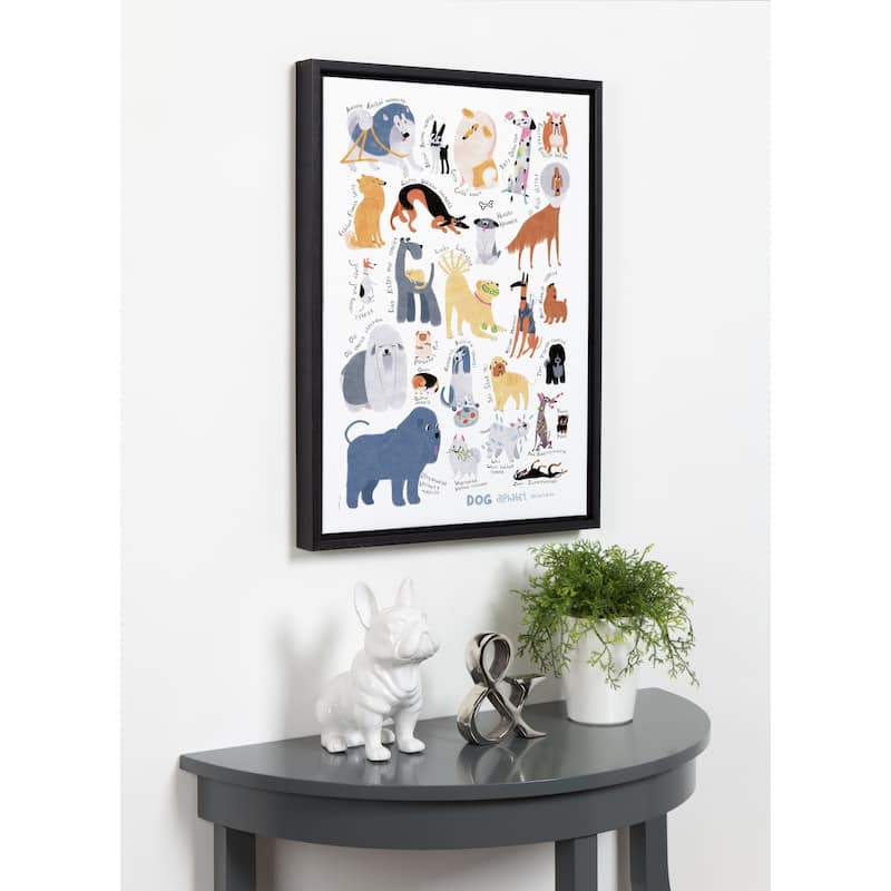 Sylvie Dog Alphabet Framed Canvas Wall Decor, Black 18 x 24 - 18x24
